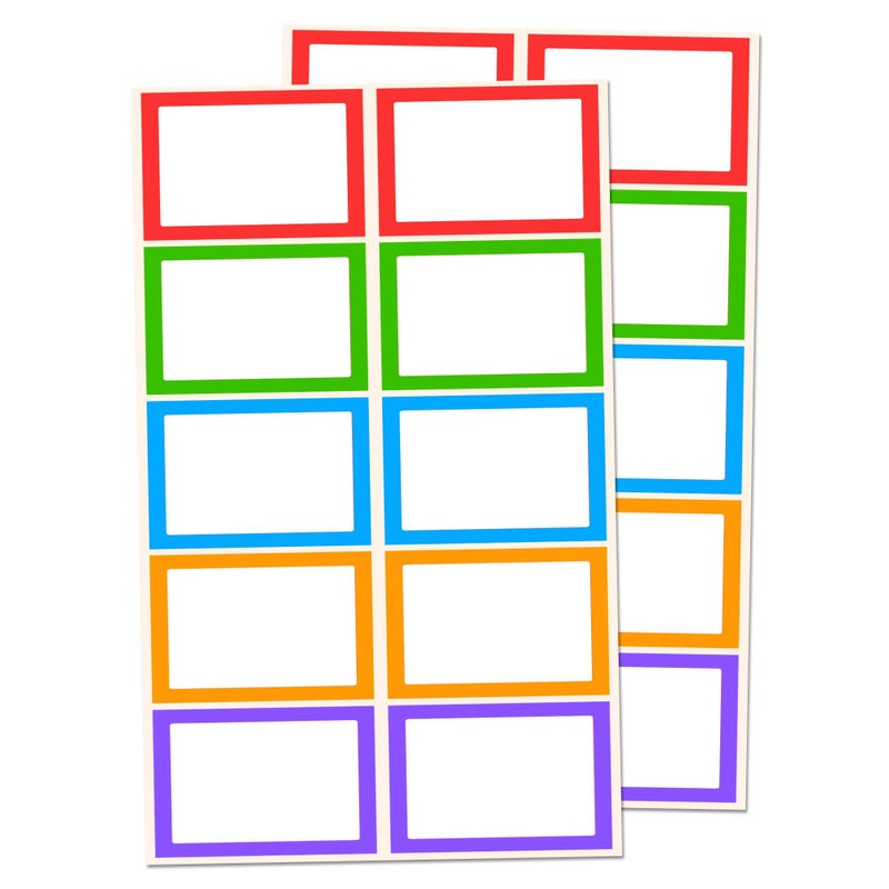 TownStix 250 Pack, Colored Name Tag Stickers Labels Sheets - 3" x 2" - Image 1